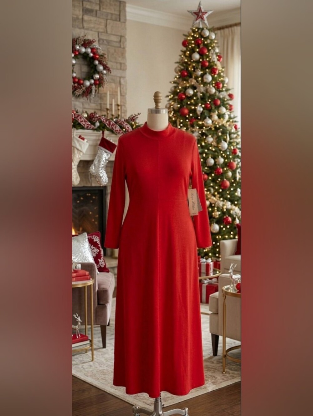 Bryn Walker Maxi Dress Red Cotton Holiday Ready XL Pullover New